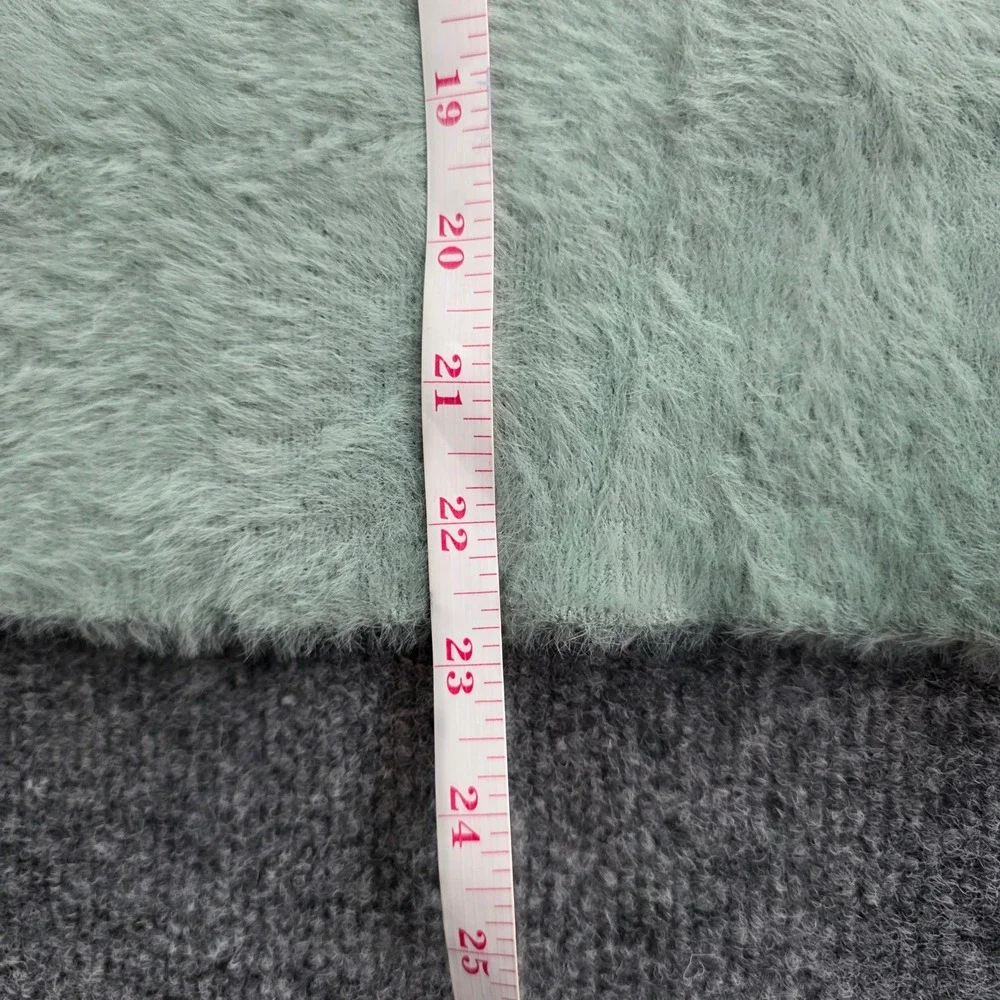 Bailey/44 Sweater Vest Fuzzy Eyelash Knit Mock Neck‎ Sage Green Medium Womens